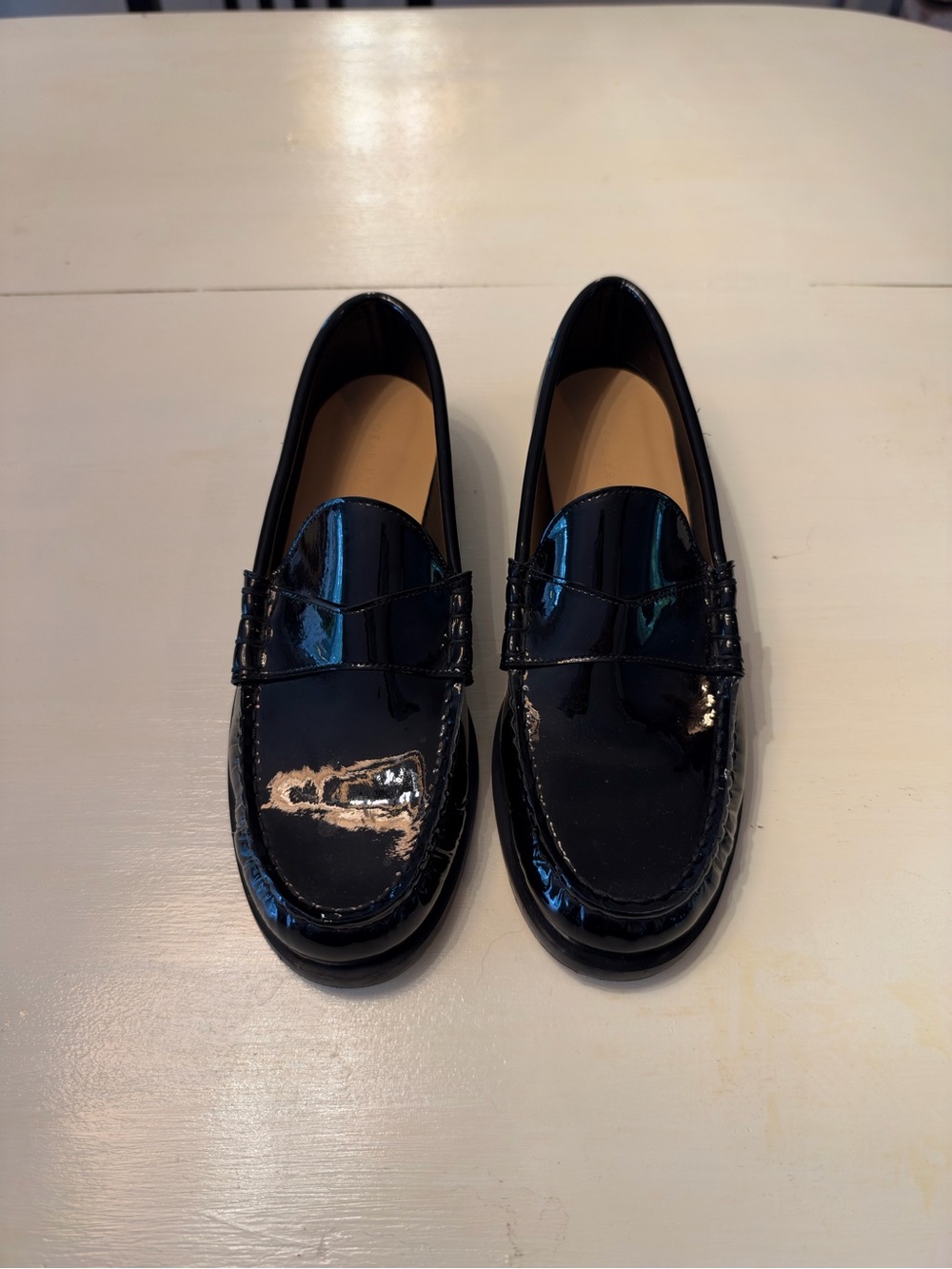 Dear Frances Black Patent Penny Loafers